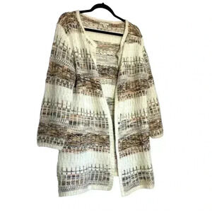 C oversized long soft fuzzy cozy neutral cardigan size Medium
